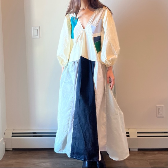 Cloudy Meadow Dress | Handmade V-Neck Patchwork Dress SKU 01172 - Picture 8 of 16